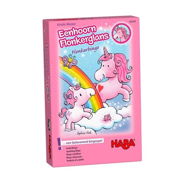 Eenhoorn Flonkerglans Flonkerbingo (spel HABA)