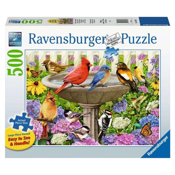 Ravensburger puzzle 'Bij het vogelbadje' 500 extra groot