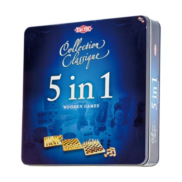 Tin Box Collection Classique 5-in-1 houten spellen (Tactic Games)