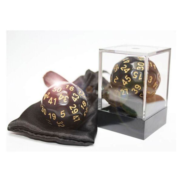 50 sided dice black/gold in acrylbox