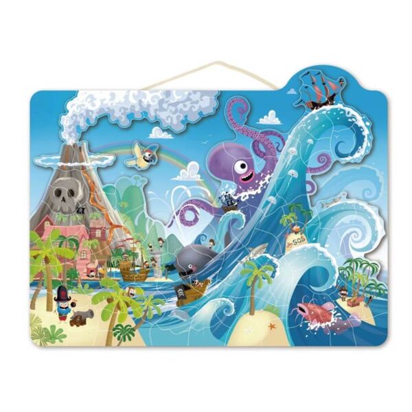 Houten magnetische puzzel piraten