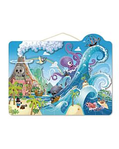 Houten magnetische puzzel piraten