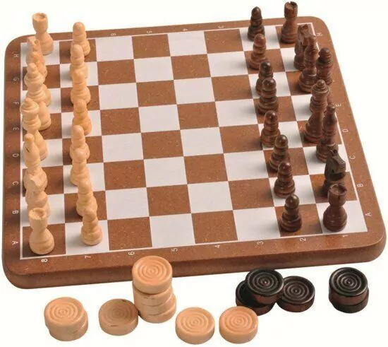 Demon Speels Eigendom Houten schaakspel en damspel