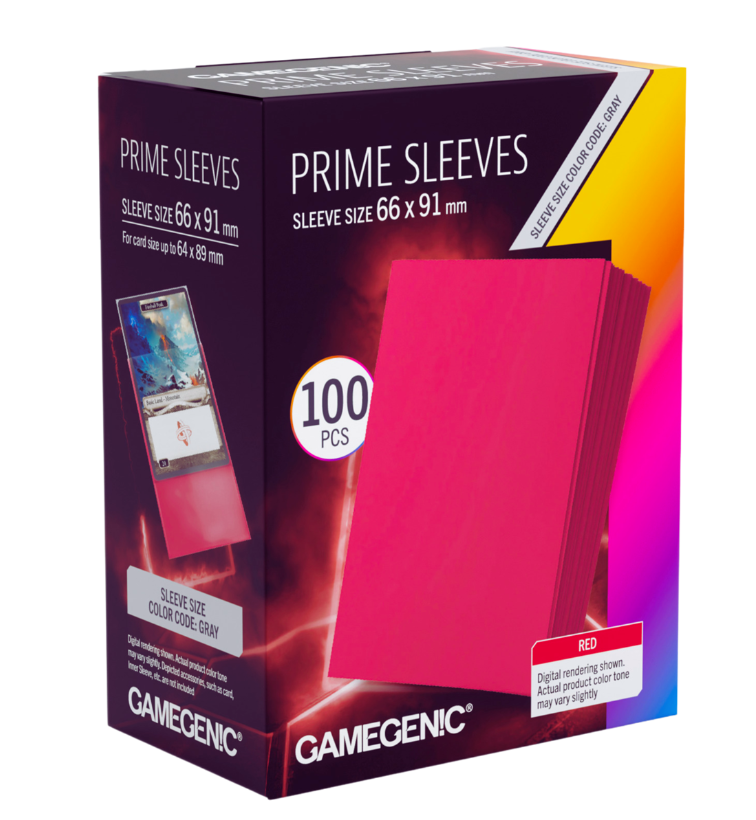 Standard PRIME Sleeves (66x91mm) RED (100) Boxed - Gamegenic