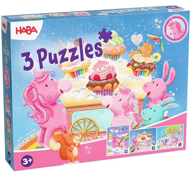 Eenhoorn Flonkerglans puzzelset (12, 15, 18) - HABA Legpuzzel
